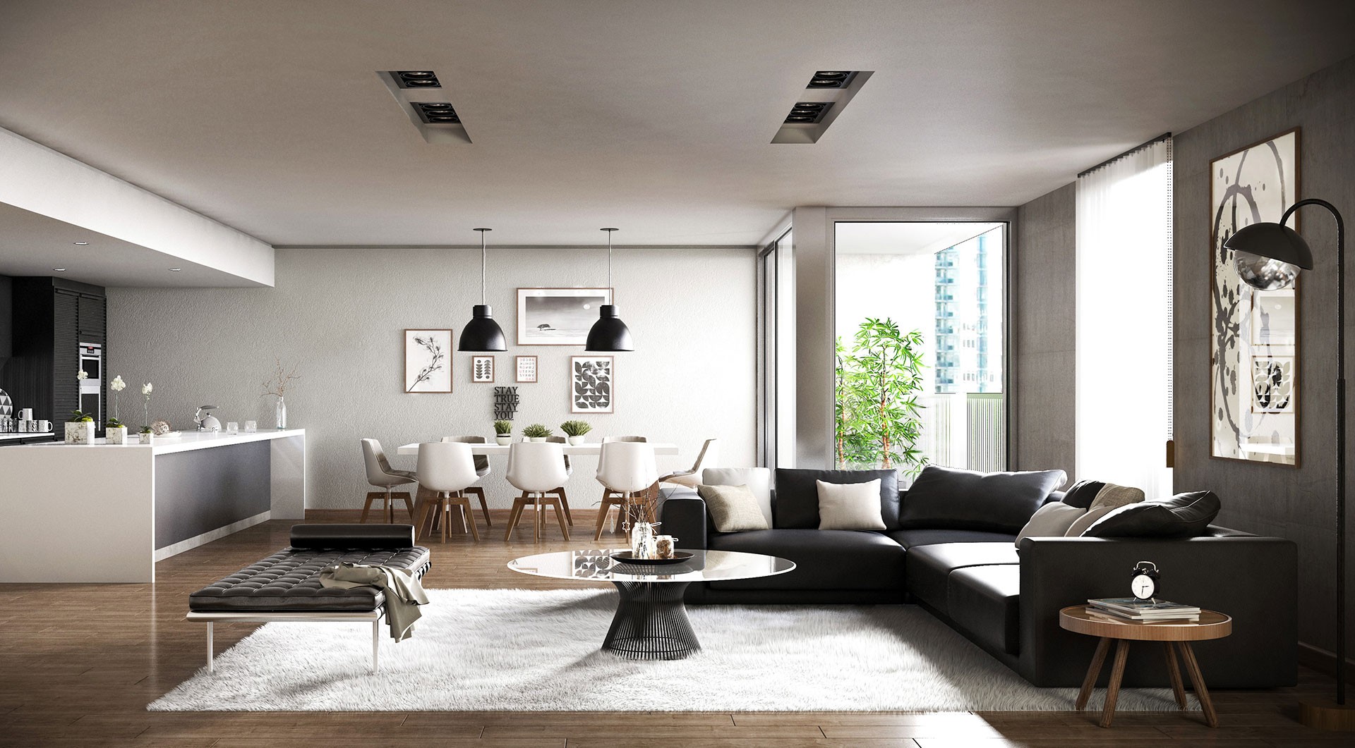 Estar moderno - Render Interior