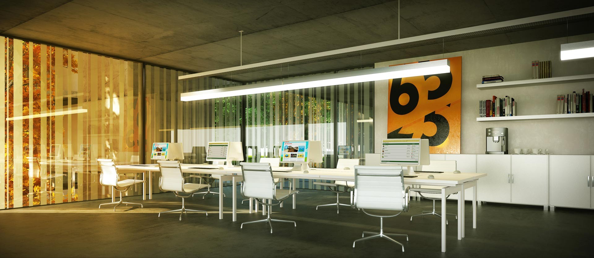 Espacio abierto de oficinas - Render Interior