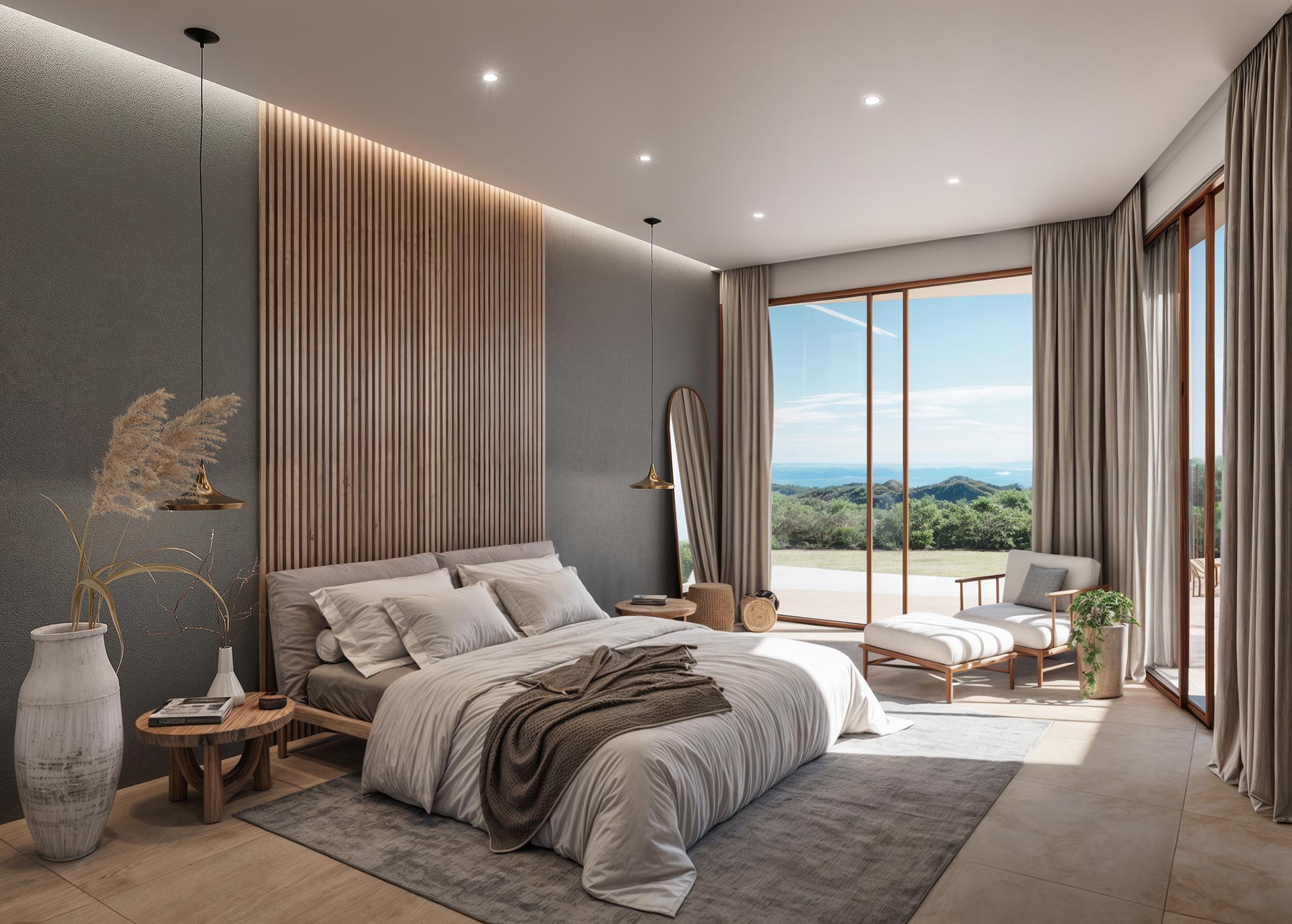 Villa Master Bedroom - 3D Interior Rendering