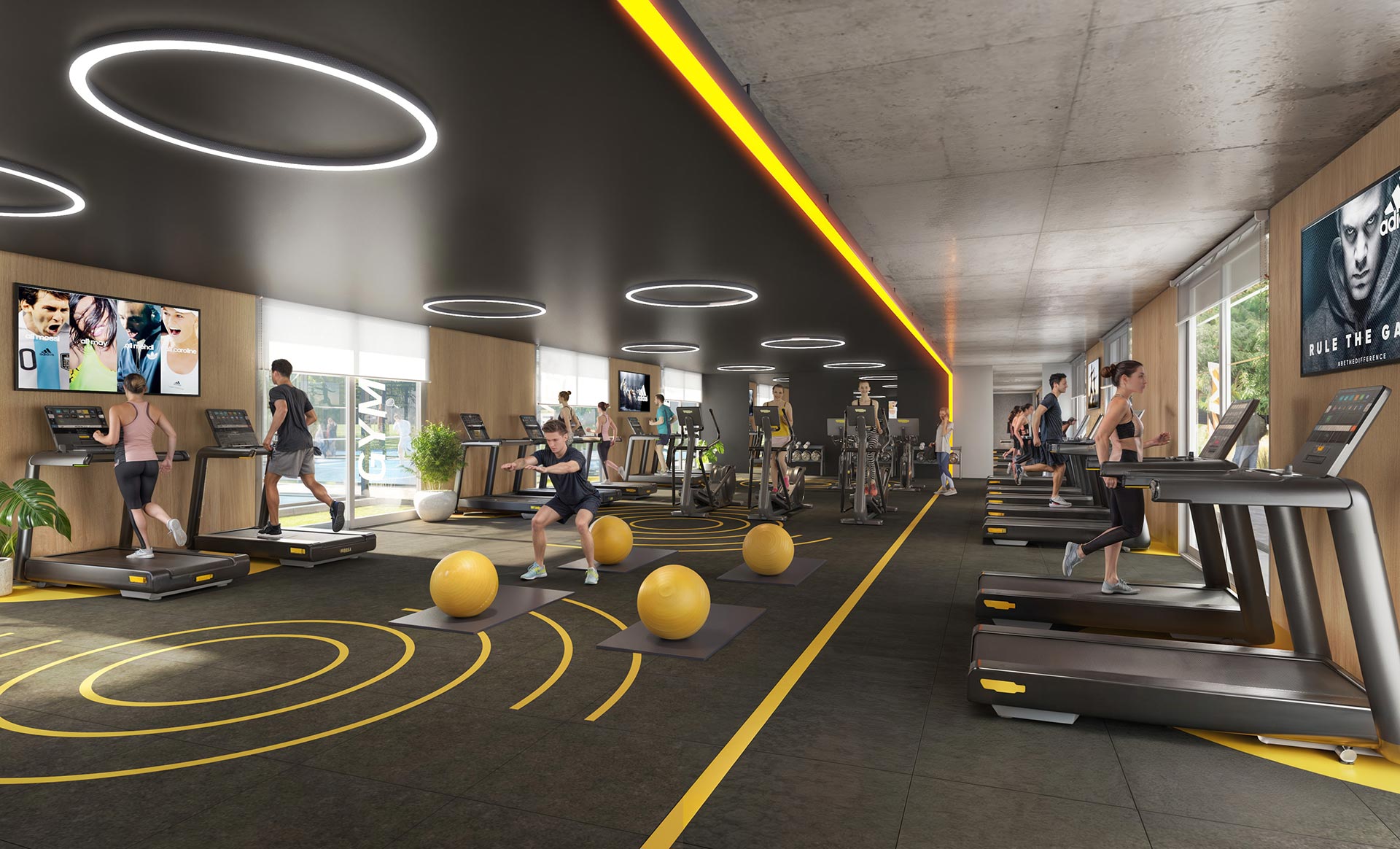 Fitness Center - 3D Interior Rendering