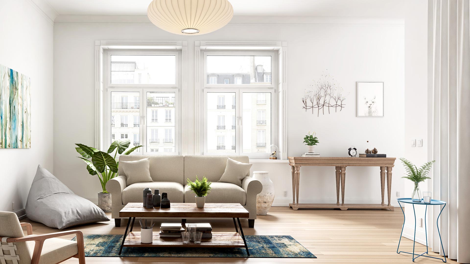 Downtown Apartment Living Room - Interior 3D Rendering