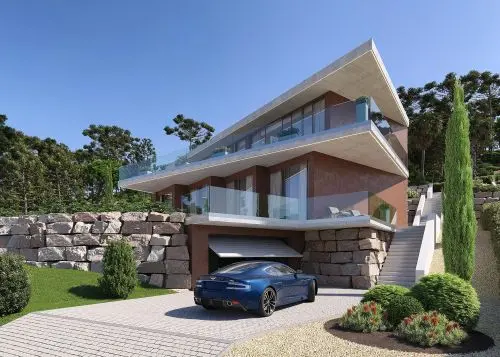 Luxury Hillside Villa - Exterior 3D Rendering